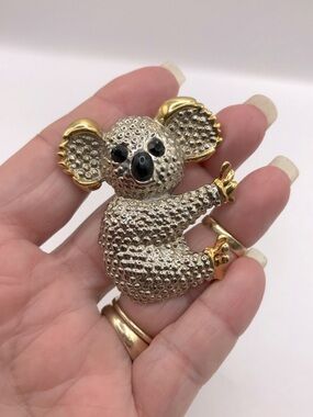 Gold & Silver-Tone Koala Bear Brooch